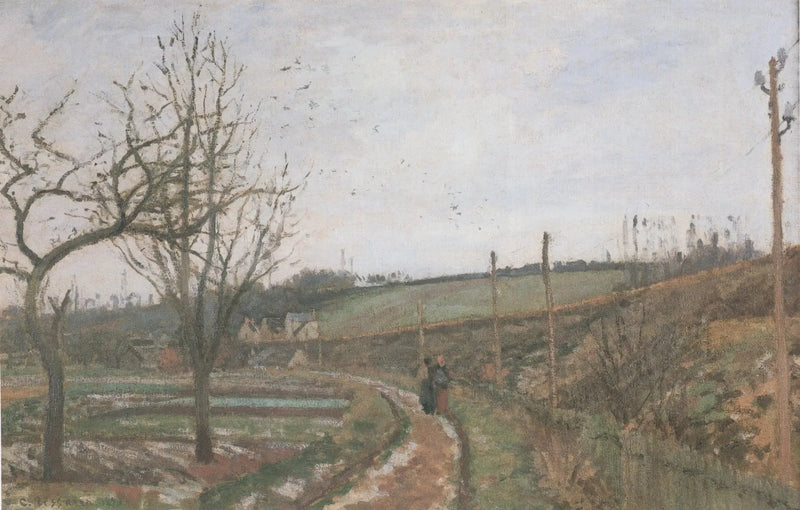 De Weg langs het spoor, sneeuweffect - Camille Pissarro