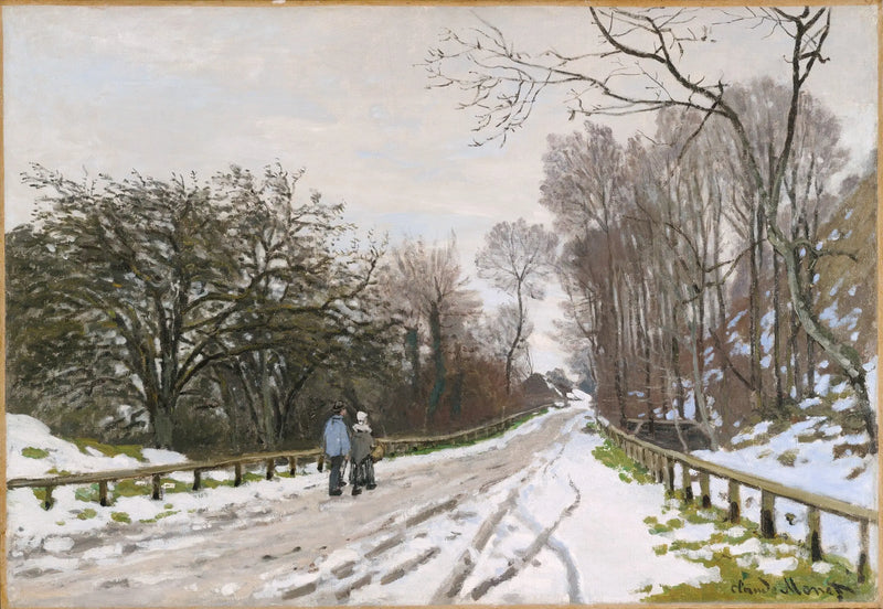 De weg naar de boerderij Saint-Siméon, sneeuw effect - Claude Monet