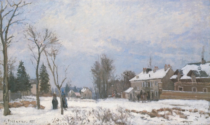 De Route van Versailles naar Saint-Germain, Louveciennes, sneeuweffect - Camille Pissarro