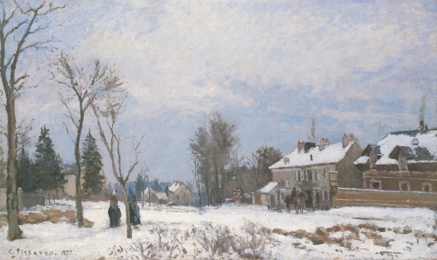 De Route van Versailles naar Saint-Germain, Louveciennes, sneeuweffect - Camille Pissarro