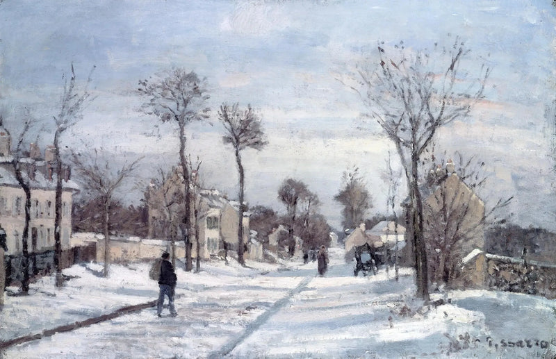 De Weg naar Versailles, Louveciennes, sneeuw - Camille Pissarro