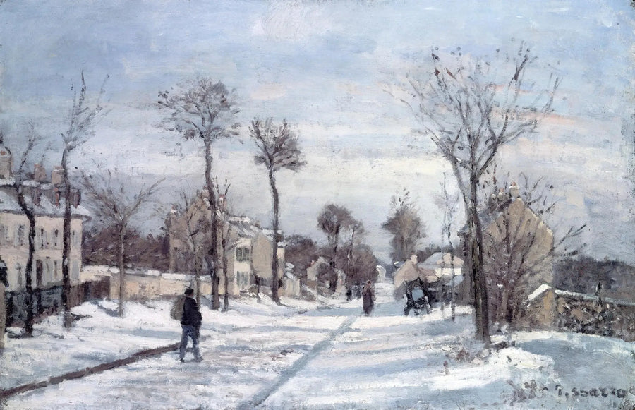 De Weg naar Versailles, Louveciennes, sneeuw - Camille Pissarro