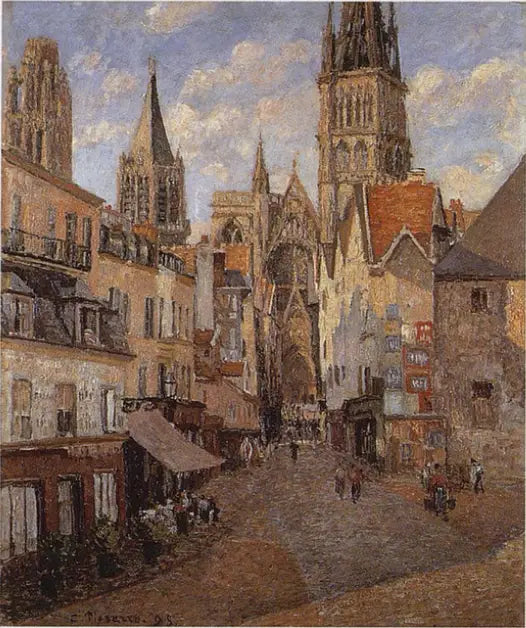 De Kruisstraat in Rouen, eind van de middag - Camille Pissarro