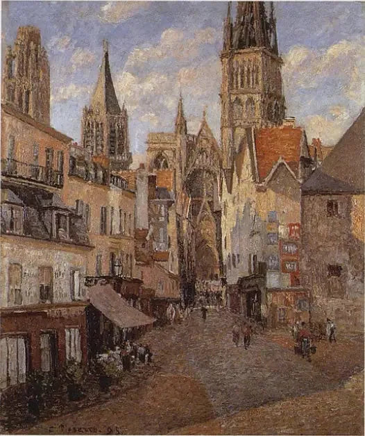 De Kruisstraat in Rouen, eind van de middag - Camille Pissarro