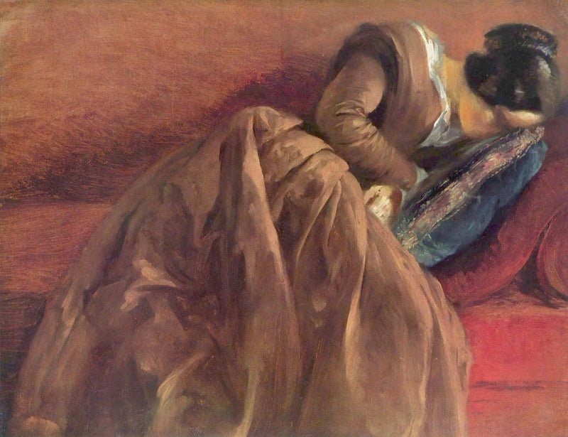 De zus van Menzel, Emilie, slapend - Adolph von Menzel