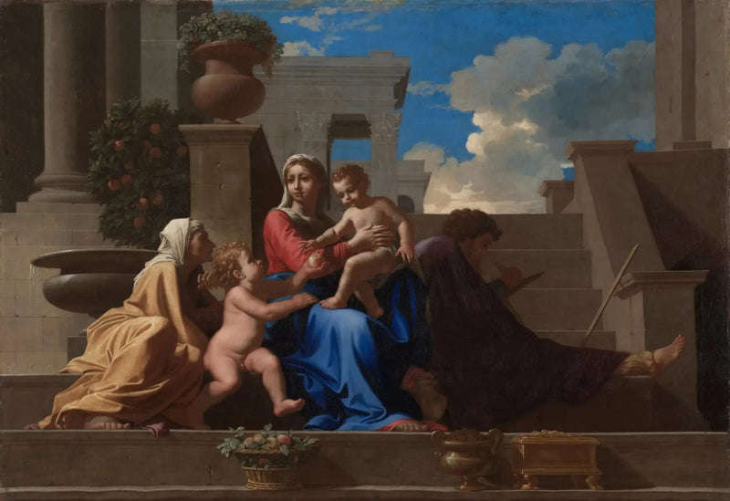 De Heilige Familie aan de trap - Nicolas Poussin