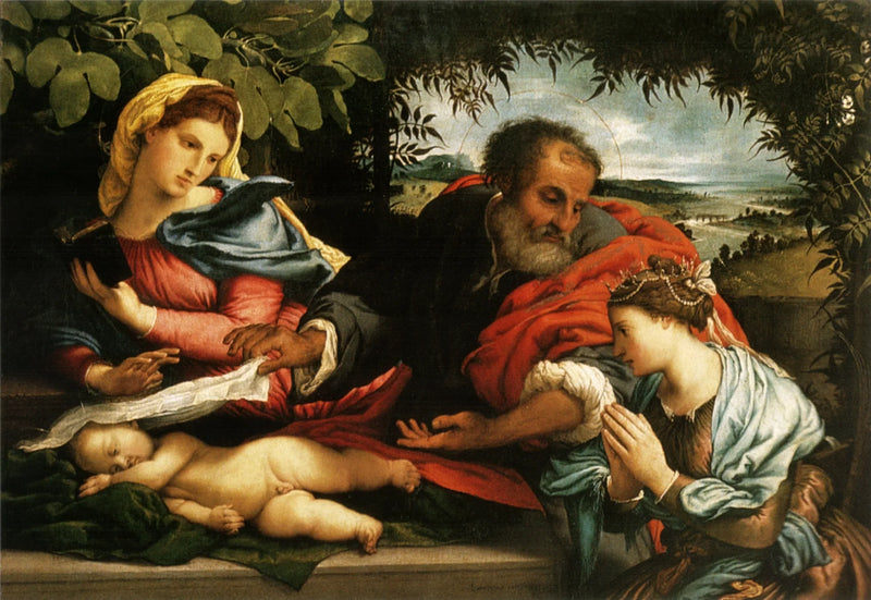 De Heilige Familie met Heilige Catharina van Alexandrië - Lorenzo Lotto
