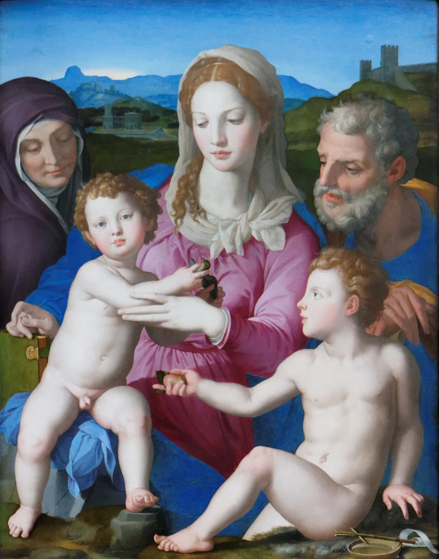 De Heilige Familie met heilige Elisabeth en het kleine heilige Johannes de Doper - Bronzino