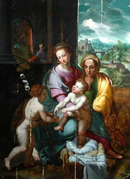 De Heilige Familie met heilige Elisabeth en het kind heilige Johannes de Doper - Raphael Sanzio