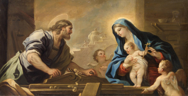 De Heilige Familie met Jozef aan de werkbank van de timmerman - Luca Giordano