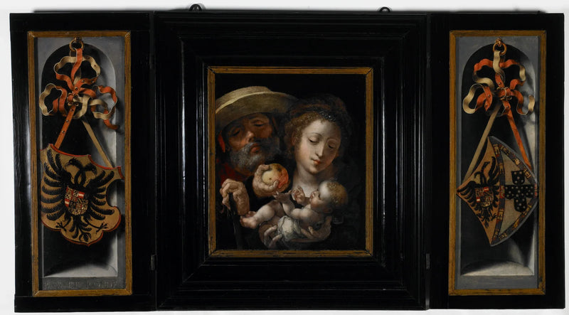 De Heilige Familie met de wapenschilden van Karel... - Jan Gossaert
