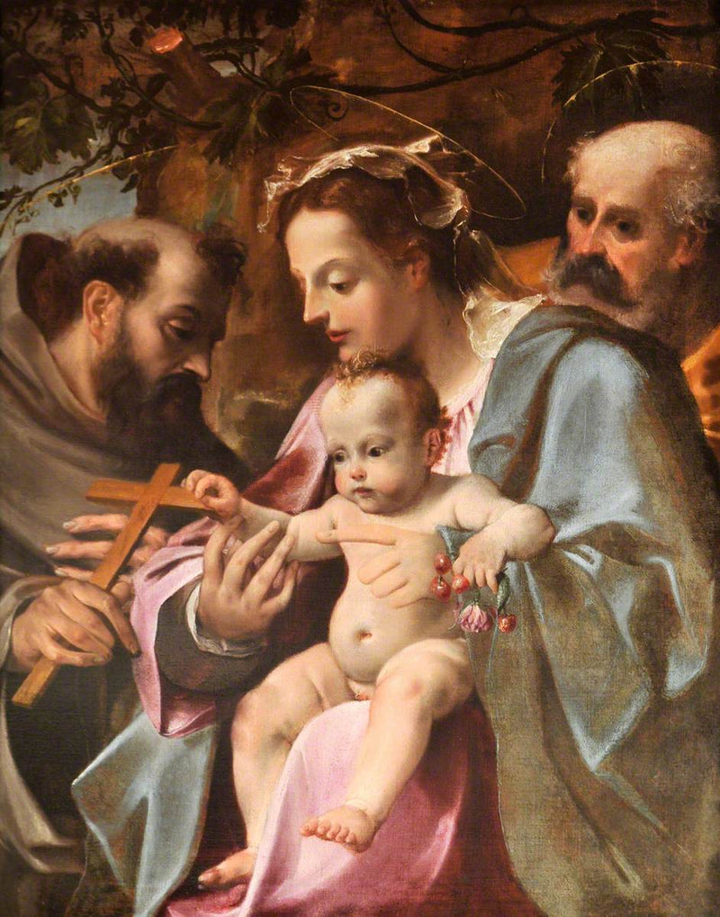 De Heilige Familie met Sint Franciscus - Ludovico Carracci