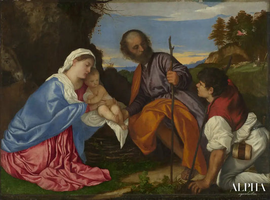 La Sainte Famille avec un berger - Titien - Reproductions de tableaux et peintures haut de gamme