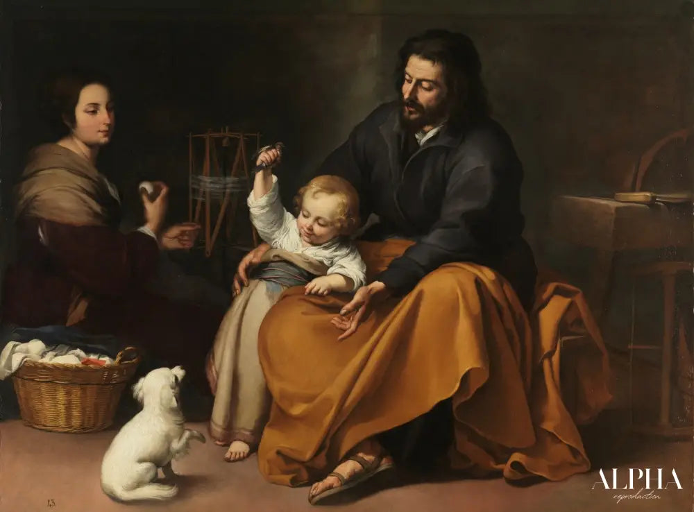 La Sainte Famille avec un oiseau - Bartolomé Esteban Murillo - Reproductions de tableaux et peintures haut de gamme