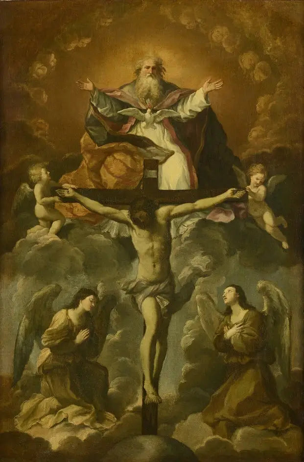 De Heilige Drie-eenheid vereerd door de engelen - Guido Reni