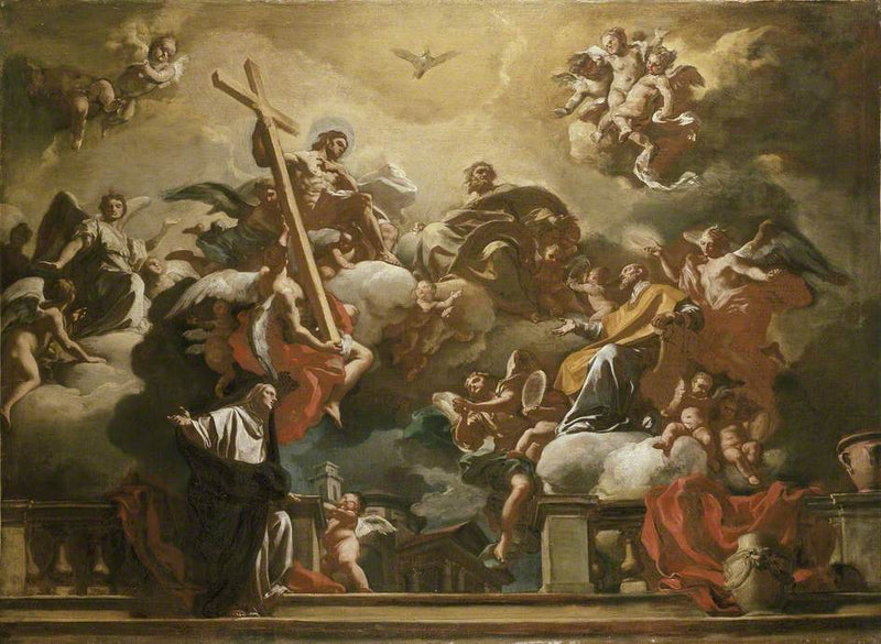 De Heilige Drie-eenheid met Sint Filip Neri in glorie - Francesco Solimena