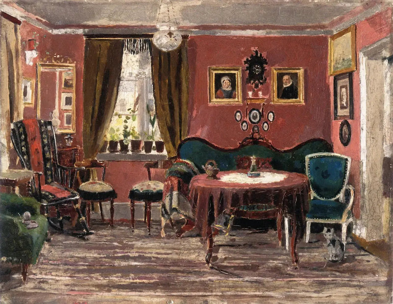 De woonkamer van de dames Munch in Pilestredet 61 - Edvard Munch