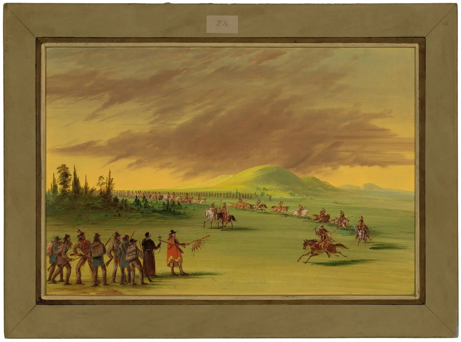 De Salle ontmoet een groep Cenis-indiaanse krijgers op een prairie in Texas. 25 april 1686 - George Catlin

Source:
La Salle rencontre un groupe de guerriers indiens Cenis dans une prairie du Texas. 25 avril 1686 - George Catlin
