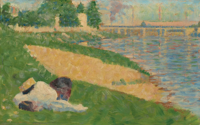 De Seine met kleding op de oever - Georges Seurat
