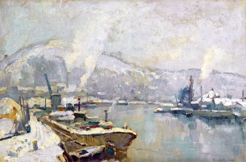 De Seine en de Côte Sainte Catherine in Rouen in de winter - Robert Antoine Pinchon