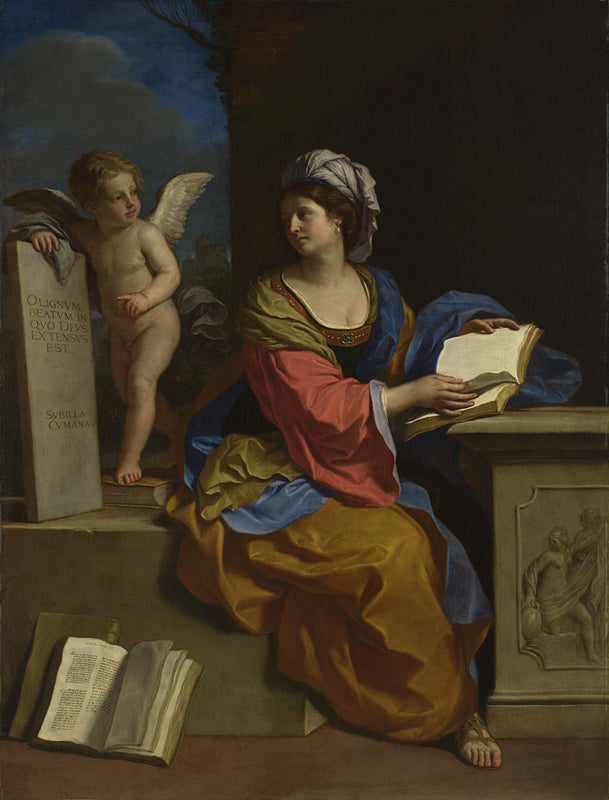 De Sibylle van Cumes met een putto - Guercino