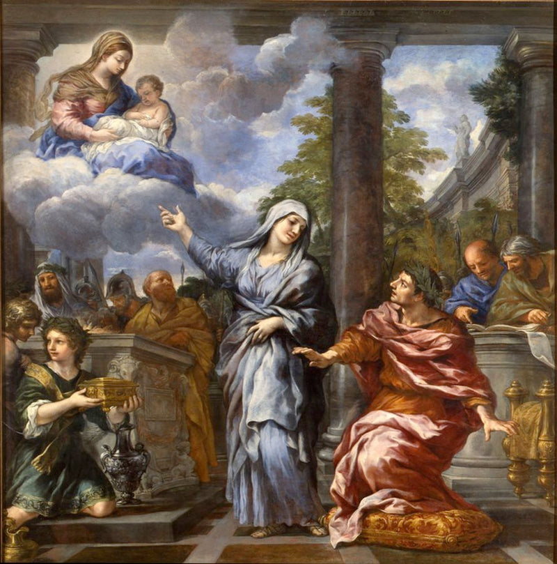 De Sibylle van Tibur die Augustus de geboorte van Christus aankondigt - Pietro da Cortona