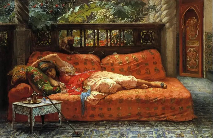 De Siësta (Middag in Droom) - Frederick Arthur Bridgman

Source:
La Sieste (Après-midi en rêve) - Frederick Arthur Bridgman