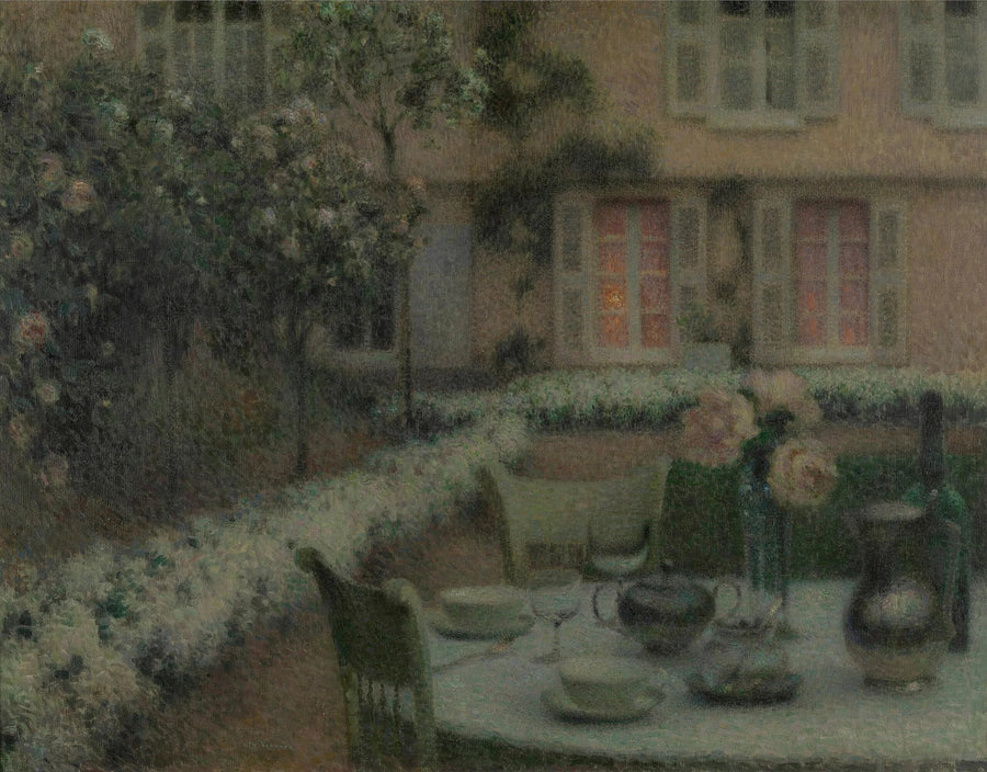 De tafel in de witte tuin in Gerberoy - Henri Le Sidaner