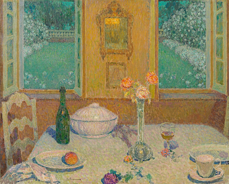 De tafel in de bloeiende tuin bij schemering, Gerberoy - Henri Le Sidaner