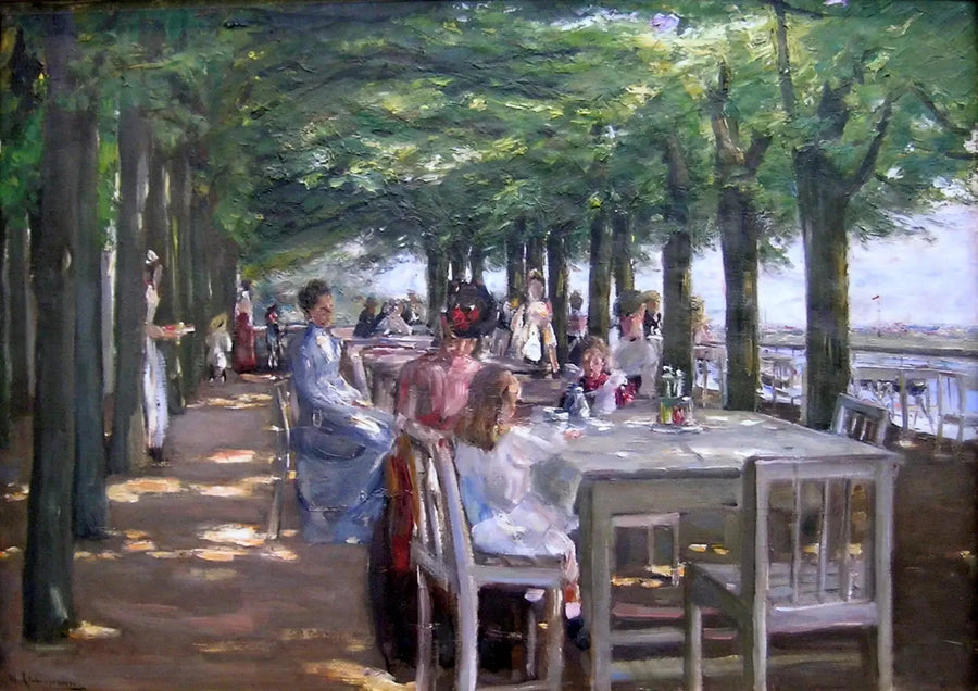 Het terras van hotel Louis C. Jacob in Nienstedten aan de Elbe - Max Liebermann