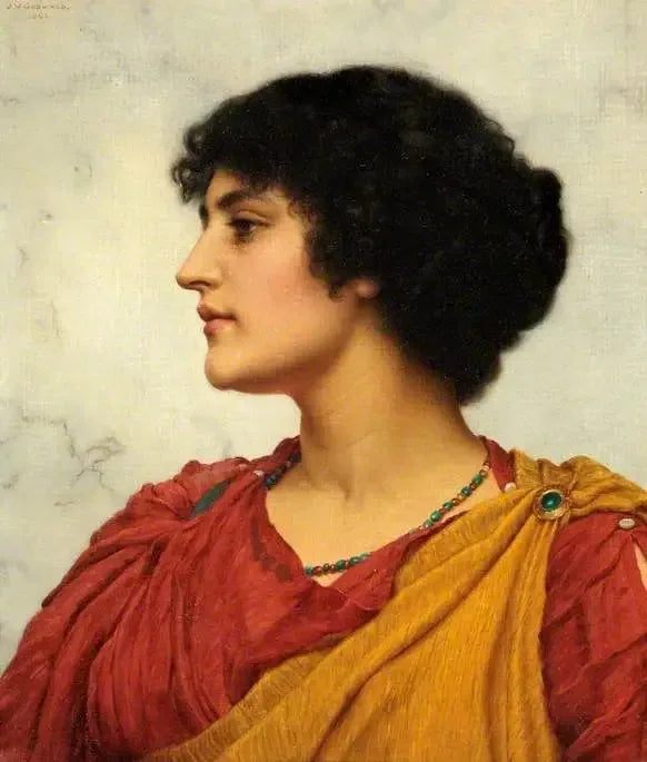 Het hoofd van een Italiaanse meisje - John William Godward