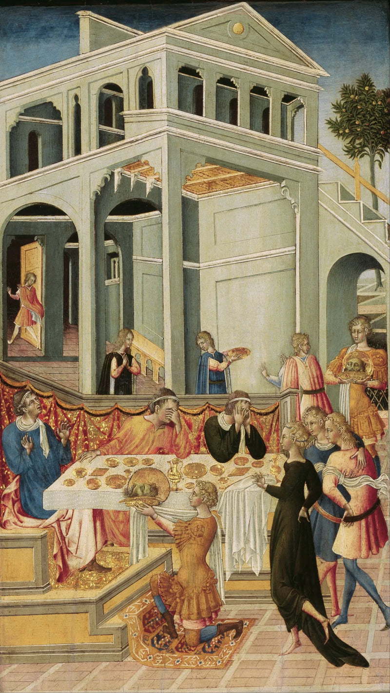 Het hoofd van Johannes de Doper voorgesteld voor Herodes - Giovanni di Paolo