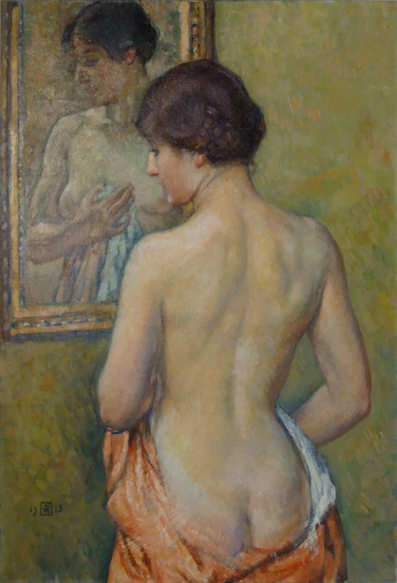 De Toilette, Vrouwelijke Academie bij de spiegel - Théo van Rysselberghe
