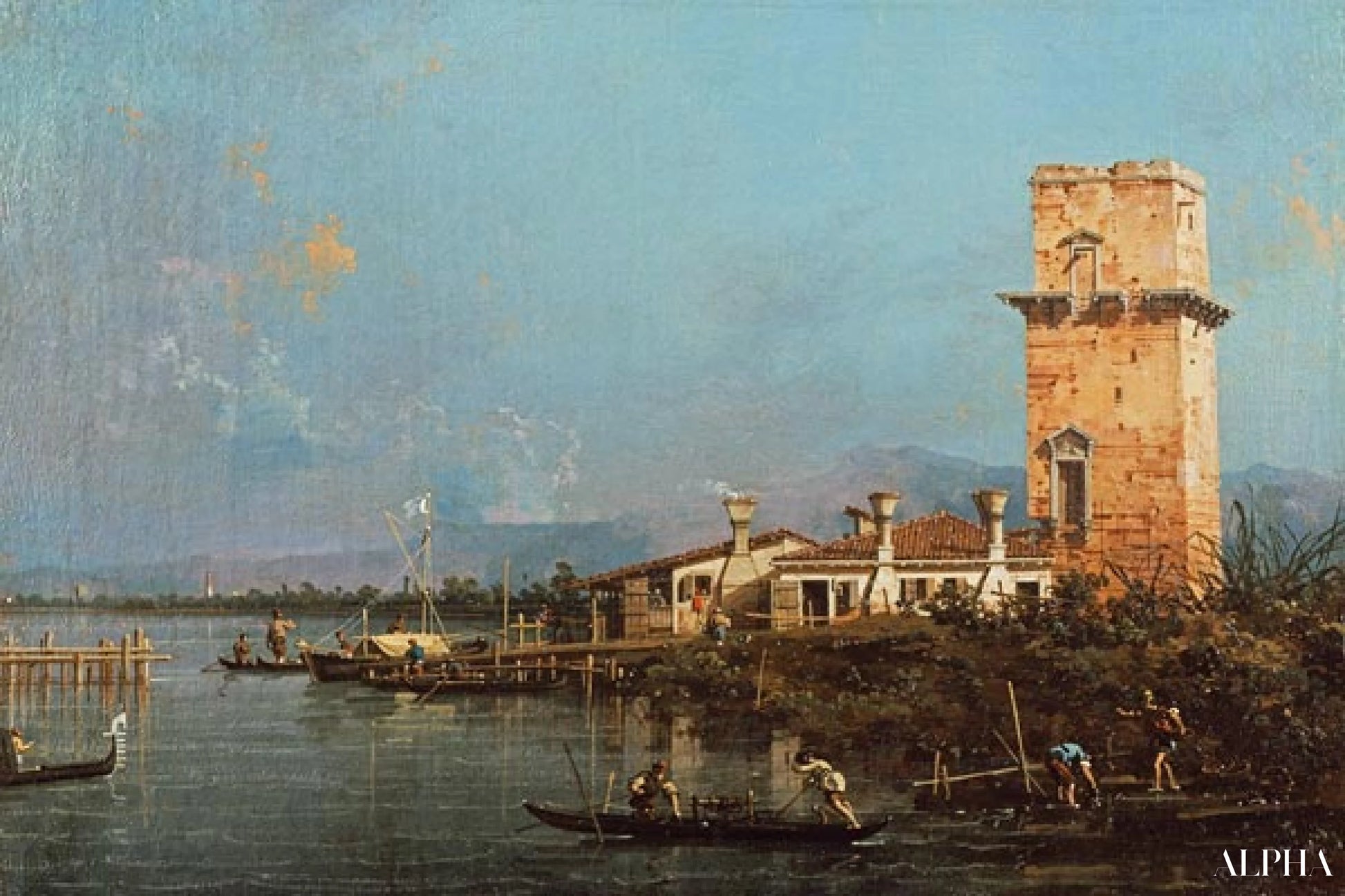 De toren van Malghera (olie op doek) - Giovanni Antonio Canal - Reproducties van schilderijen en hoogwaardige schilderijen