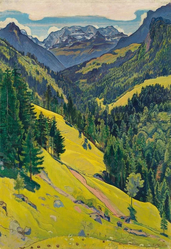 De vallei van Kien met het massif van Blüemlisalp - Ferdinand Hodler