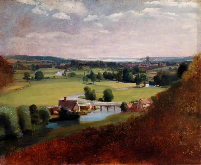 De vallei van de Stour met Dedham op de achtergrond - John Constable