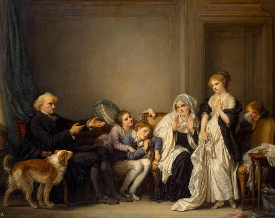 De weduwe en haar priester - Jean-Baptiste Greuze
