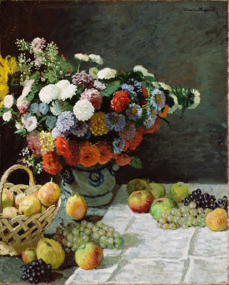 Het leven met bloemen en fruit - Claude Monet