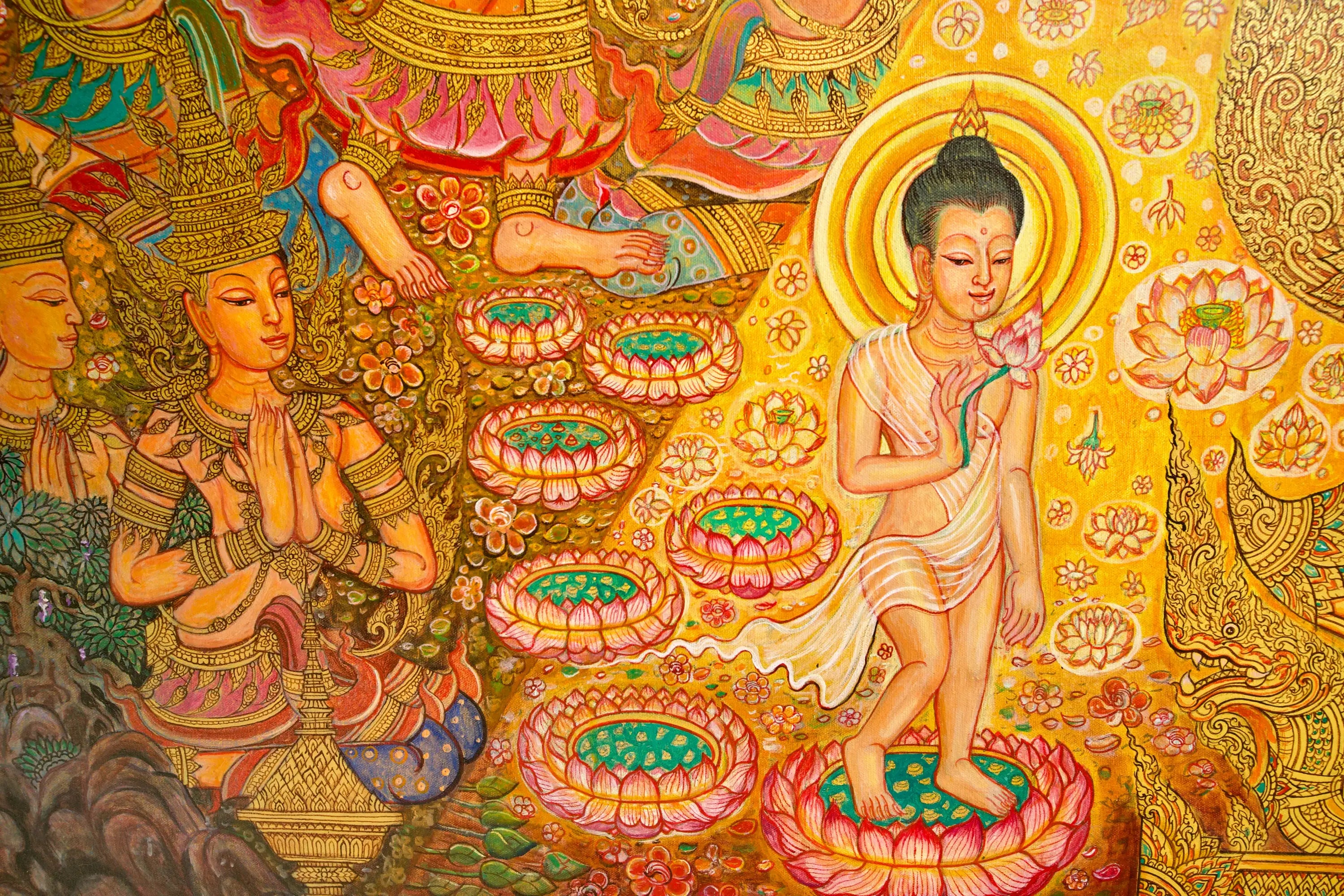 La Vie de Bouddha | 240 x 180 cm Reproductions de tableaux à la peinture à l’huile
