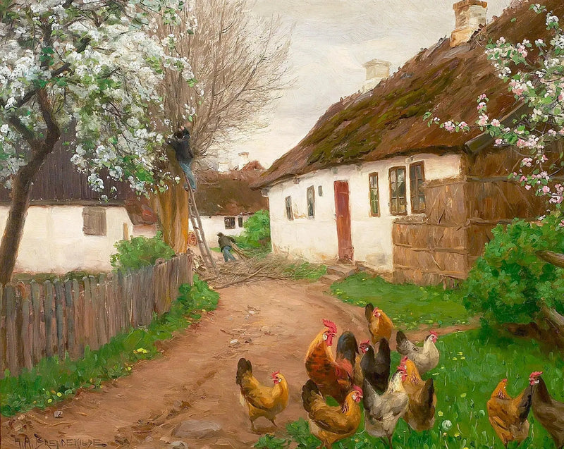 Het dorpsleven op een lentedag met mensen en bomen. - H. A. Brendekilde

Source:
La vie du village un jour de printemps avec des gens et des arbres. - H. A. Brendekilde