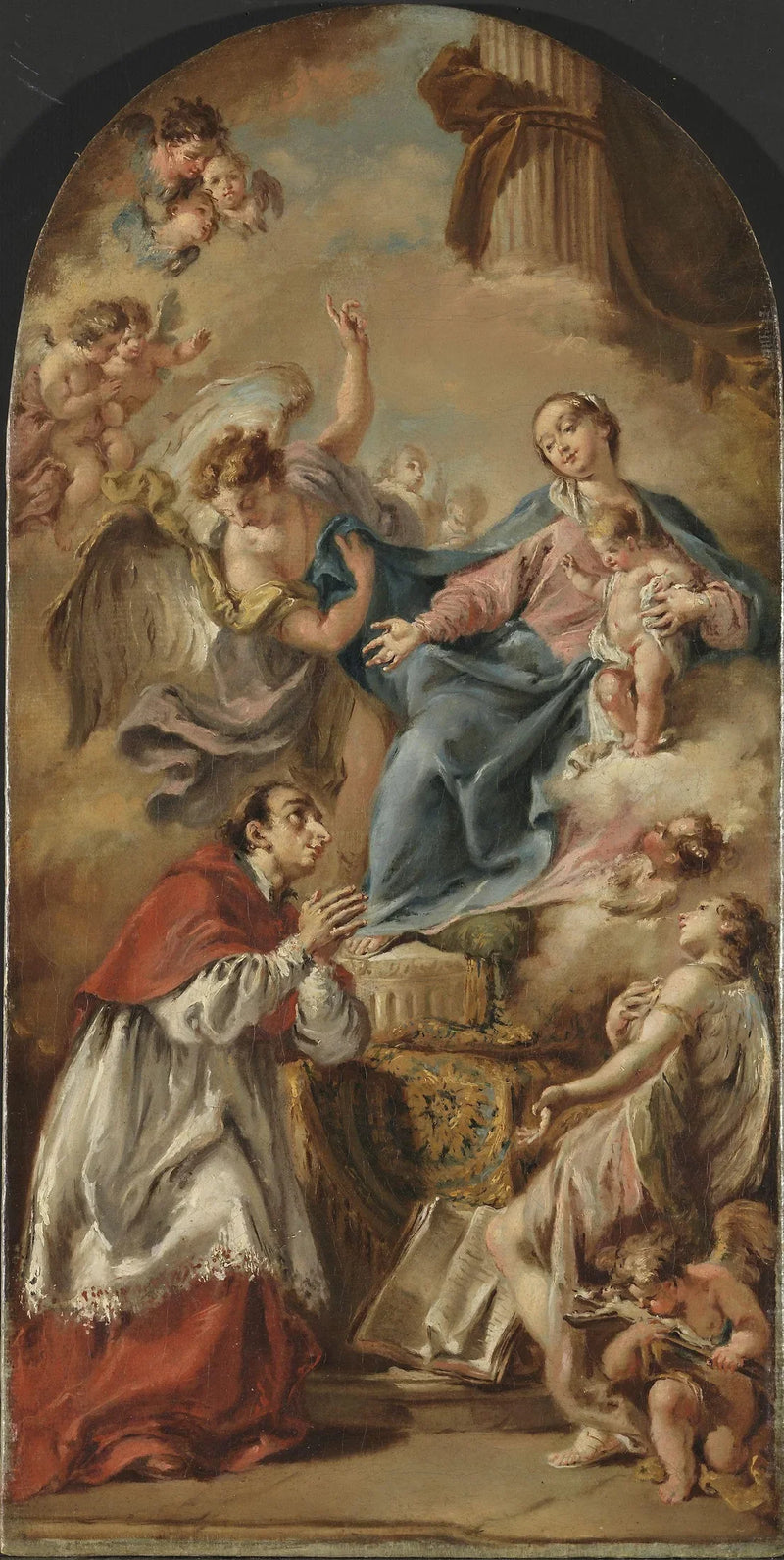 De Maagd met Kind die wordt vereerd door Sint-Karel Borromeus - Giovanni Battista Pittoni