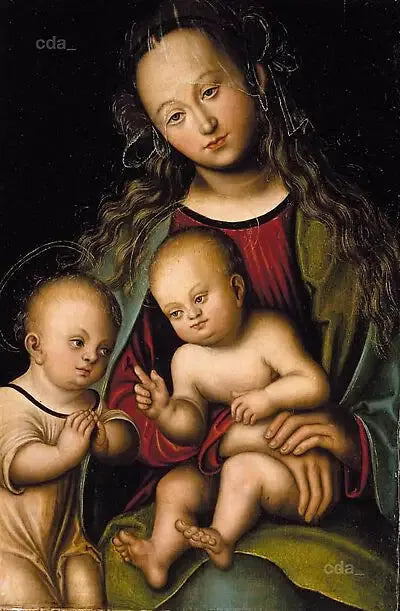 De Maagd met Kind, aanbeden door de jonge Johannes de Doper - Lucas Cranach de Oudere
