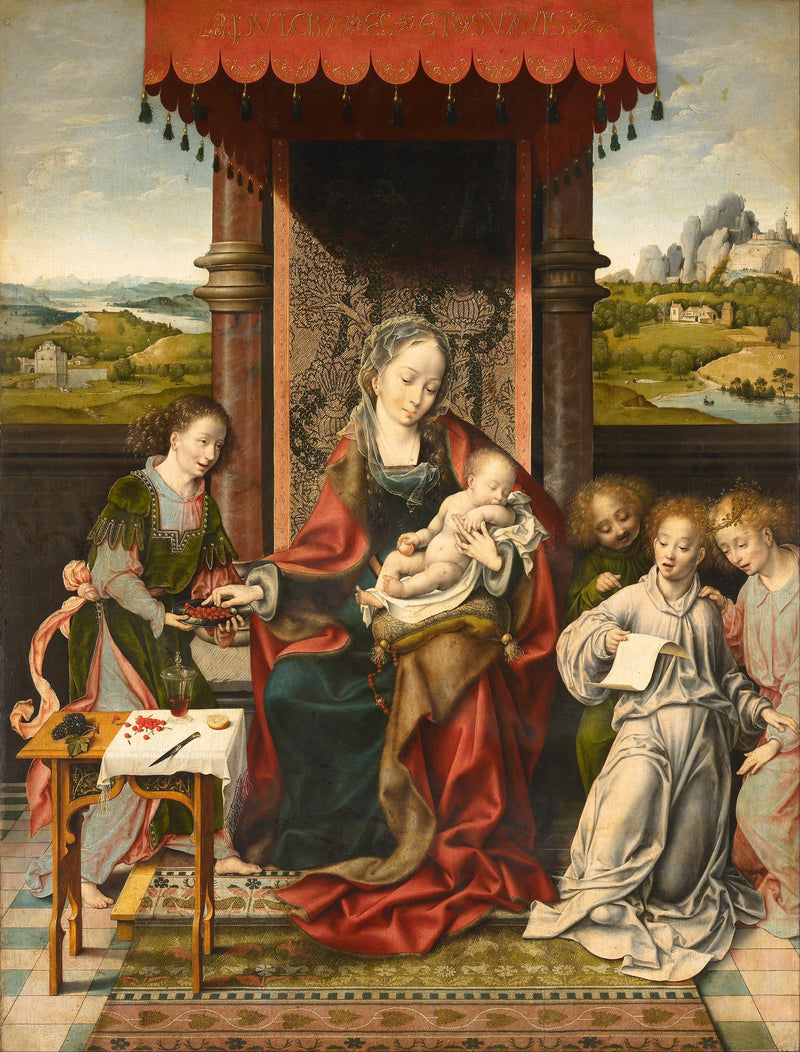 De Maagd met Kind met engelen - Joos van Cleve