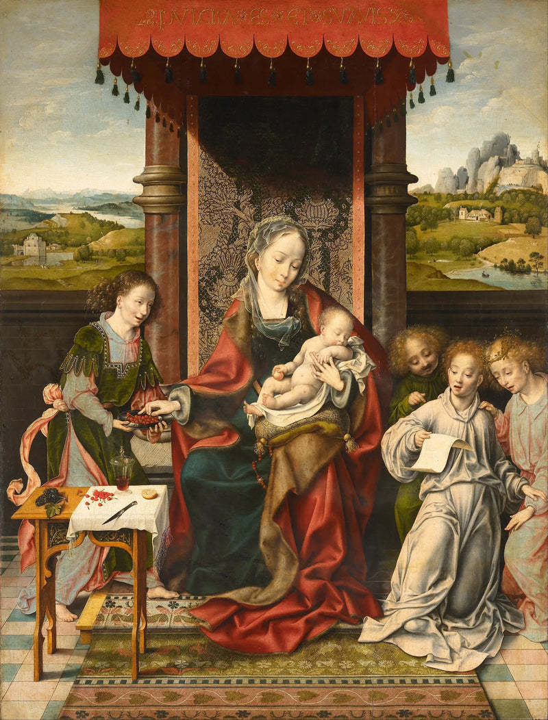 De Maagd met Kind met engelen - Joos van Cleve