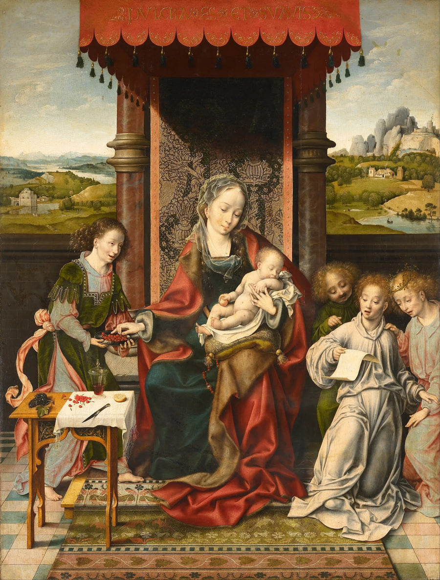 De Maagd met Kind met engelen - Joos van Cleve