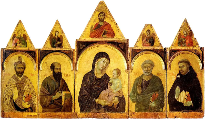 De Maagd met Kind met heiligen - Duccio di Buoninsegna