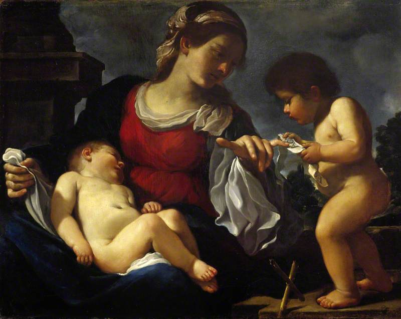 De Maagd met Kind en de jonge Sint-Jan de Doper - Guercino