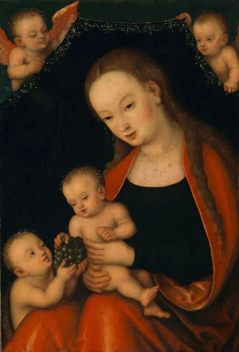 De Maagd met het Kind met de kleine Johannes de Doper en engelen - Lucas Cranach de Oudere