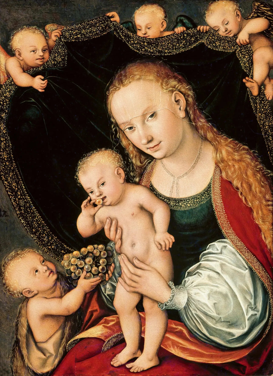 De Maagd met het Kind en de kleine Johannes de Doper met engelen - Lucas Cranach de Oudere