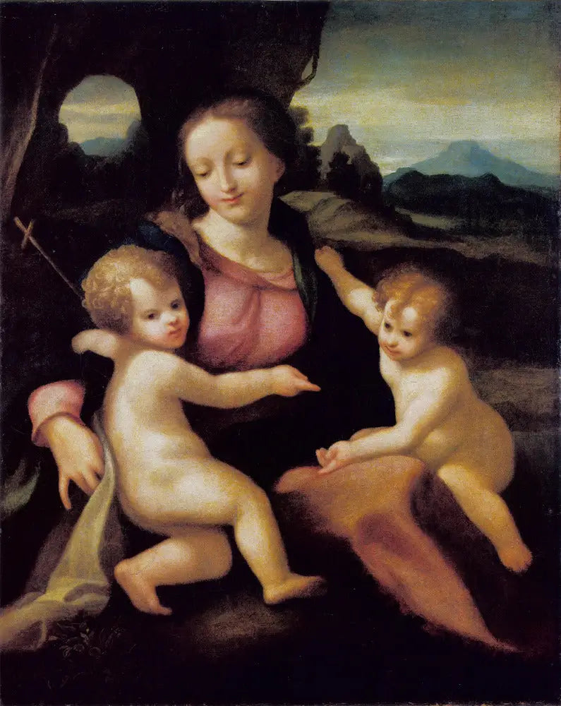 De Maagd met het Kind en de kleine Sint-Jan - Antonio da Correggio